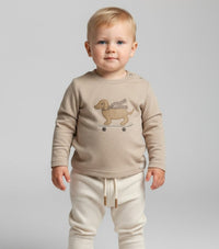 T-shirt lange mouw Aerochine Skatende Teckel Beige