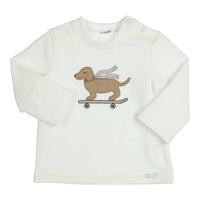 T-shirt lange mouw Aerodoux Skatende Teckel Gebroken Wit