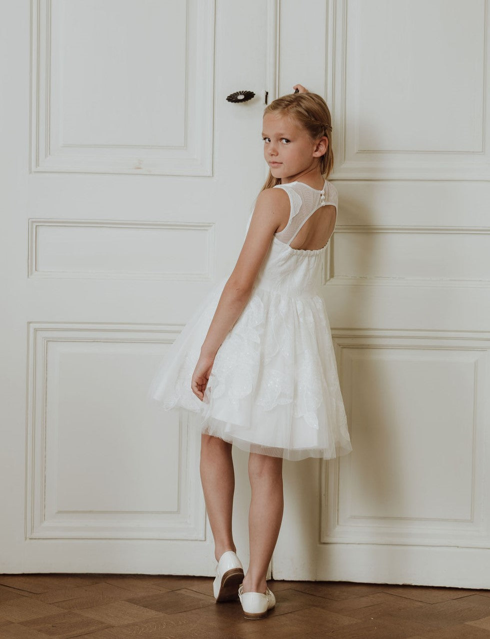 Witte feestjurk met tule rok