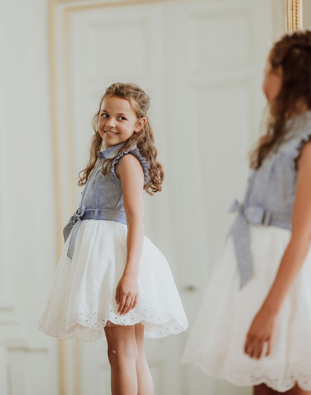 Jurk met denim top & kanten rok