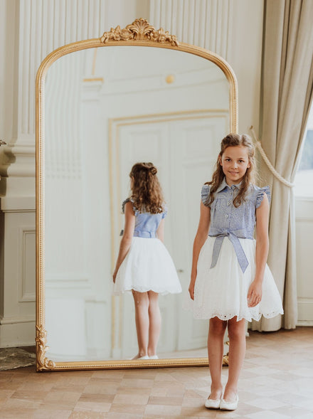 Jurk met denim top & kanten rok